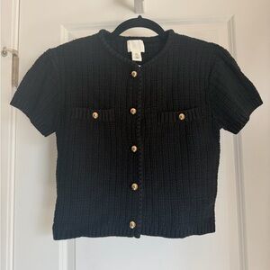 H&M Black Kids Button-Up Knit Shirt